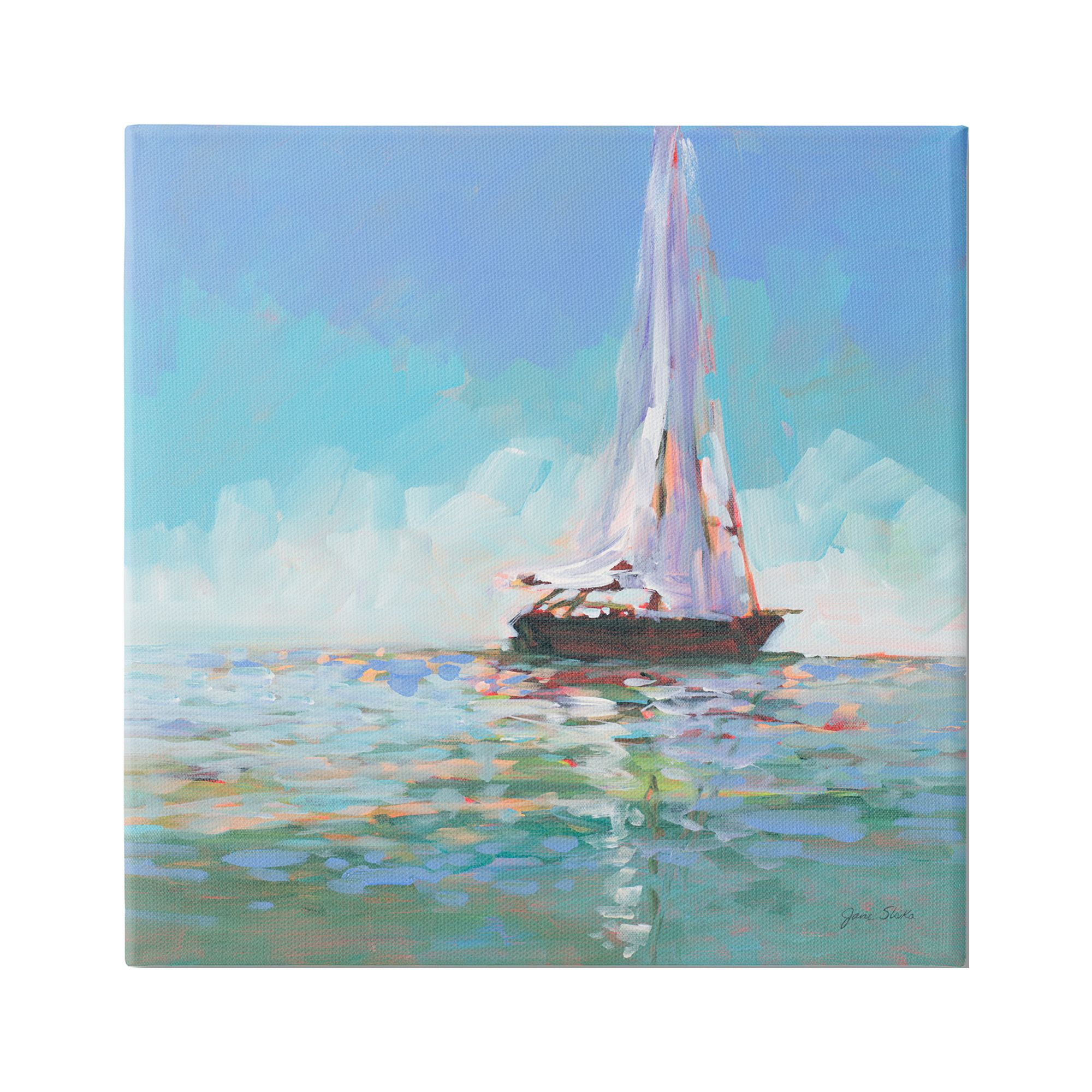 Stupell Industries Quiet Sailing Painting Transportation Painting Gallery Wrapped Canvas Print Wall Art, 30 x 30