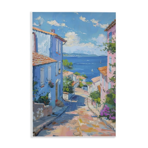 Stupell Industries Quiet Seaside Town's Path Cityscapes Painting Unframed Art Print Wall Art, 10 x 15