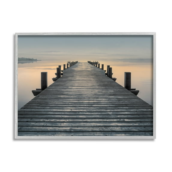 Stupell Industries Quiet Serene Dock Pier Foggy Morning Sunrise Scenery, 20 x 16, Design by Mike Calascibetta