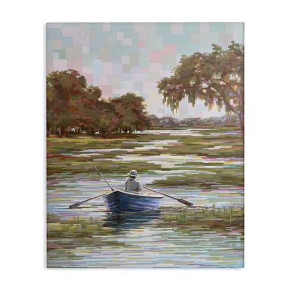 Stupell Industries Quiet Time on the River Landscape & Nature Painting Wrapped Canvas Canvas Art Print Wall Art, 36 x 48