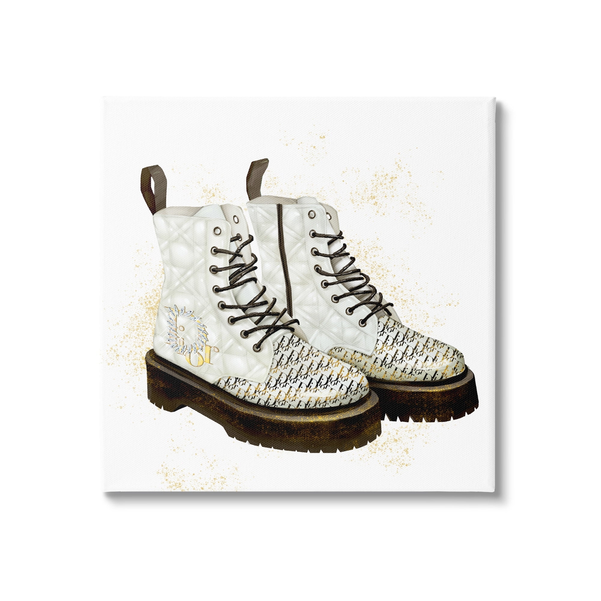 Stupell Industries Quilted Leather Fashion Boots Brilliant Gems Deluxe Pattern,24 x 24, Design by Ziwei Li
