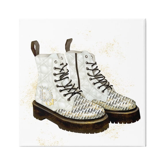 Stupell Industries Quilted Leather Fashion Boots Brilliant Gems Deluxe Pattern,30 x 30, Design by Ziwei Li