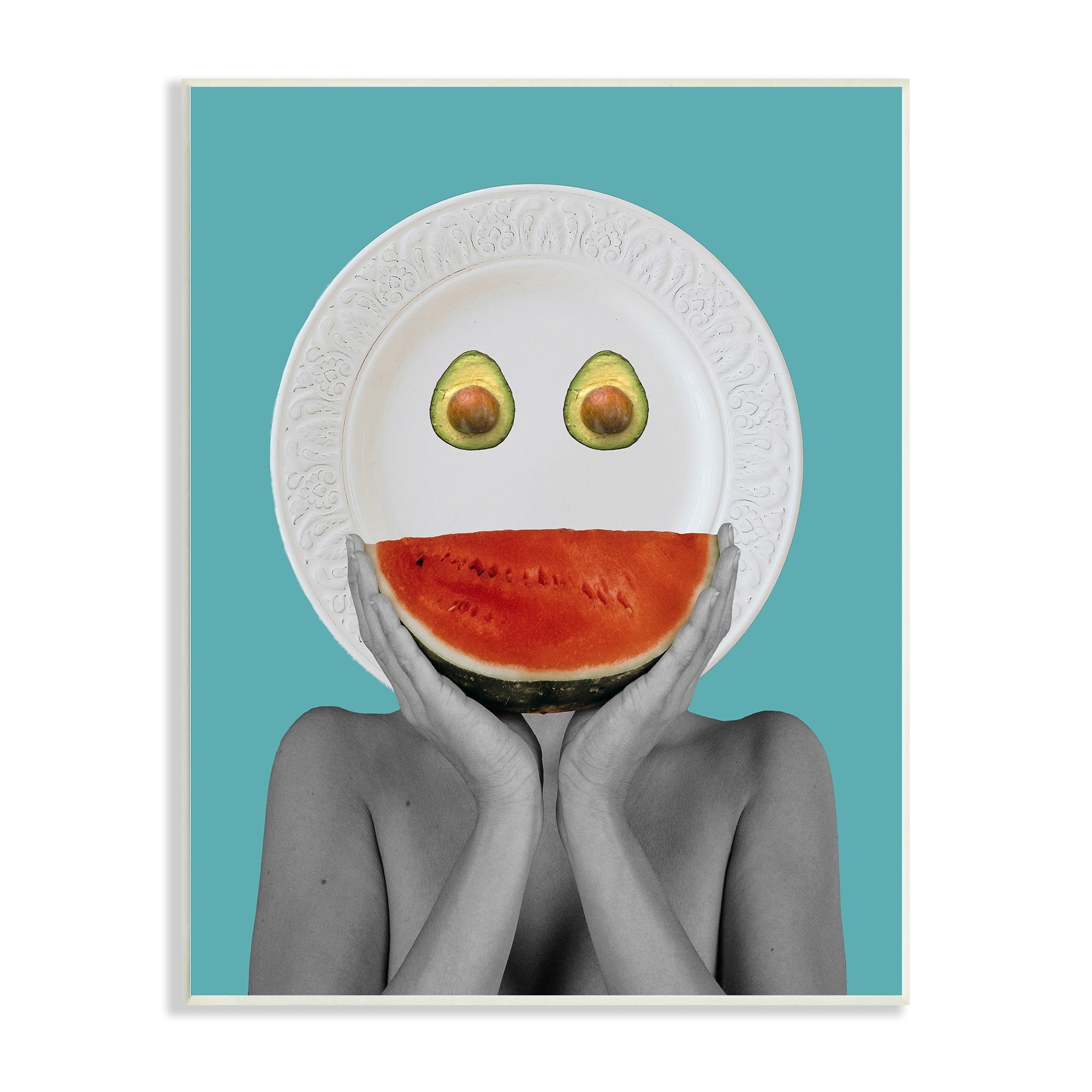 Stupell Industries Quirky Abstract Fruit Plate Head Watermelon Avocado , 10 x 15, Design by Atelier Posters
