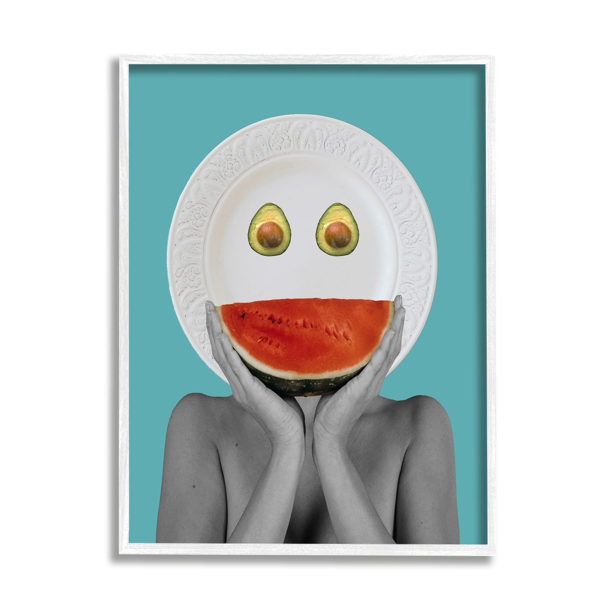 Stupell Industries Quirky Abstract Fruit Plate Head Watermelon Avocado , 11 x 14, Design by Atelier Posters