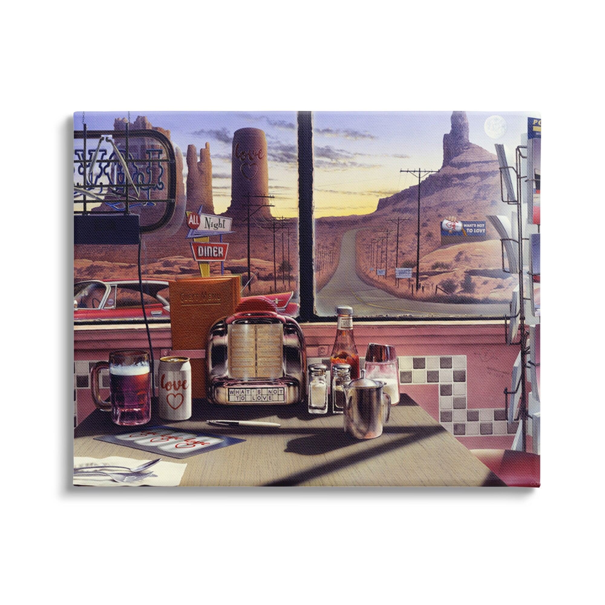 Stupell Industries Quirky Canyon Diner Surreal Scenery Postcards Table Canvas Wall Art, 30 x 24, Design by Jadei Graphics