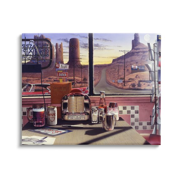 Stupell Industries Quirky Canyon Diner Surreal Scenery Postcards Table Canvas Wall Art, 40 x 30, Design by Jadei Graphics