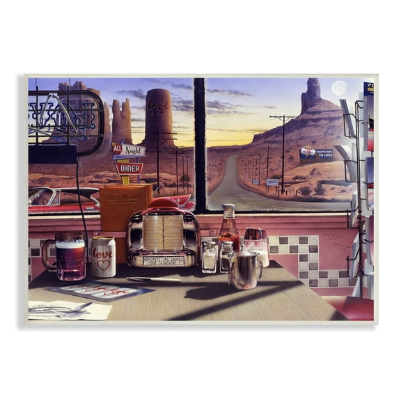 Stupell Industries Quirky Canyon Diner Surreal Scenery Postcards Table Wood Wall Art, 15 x 10, Design by Jadei Graphics