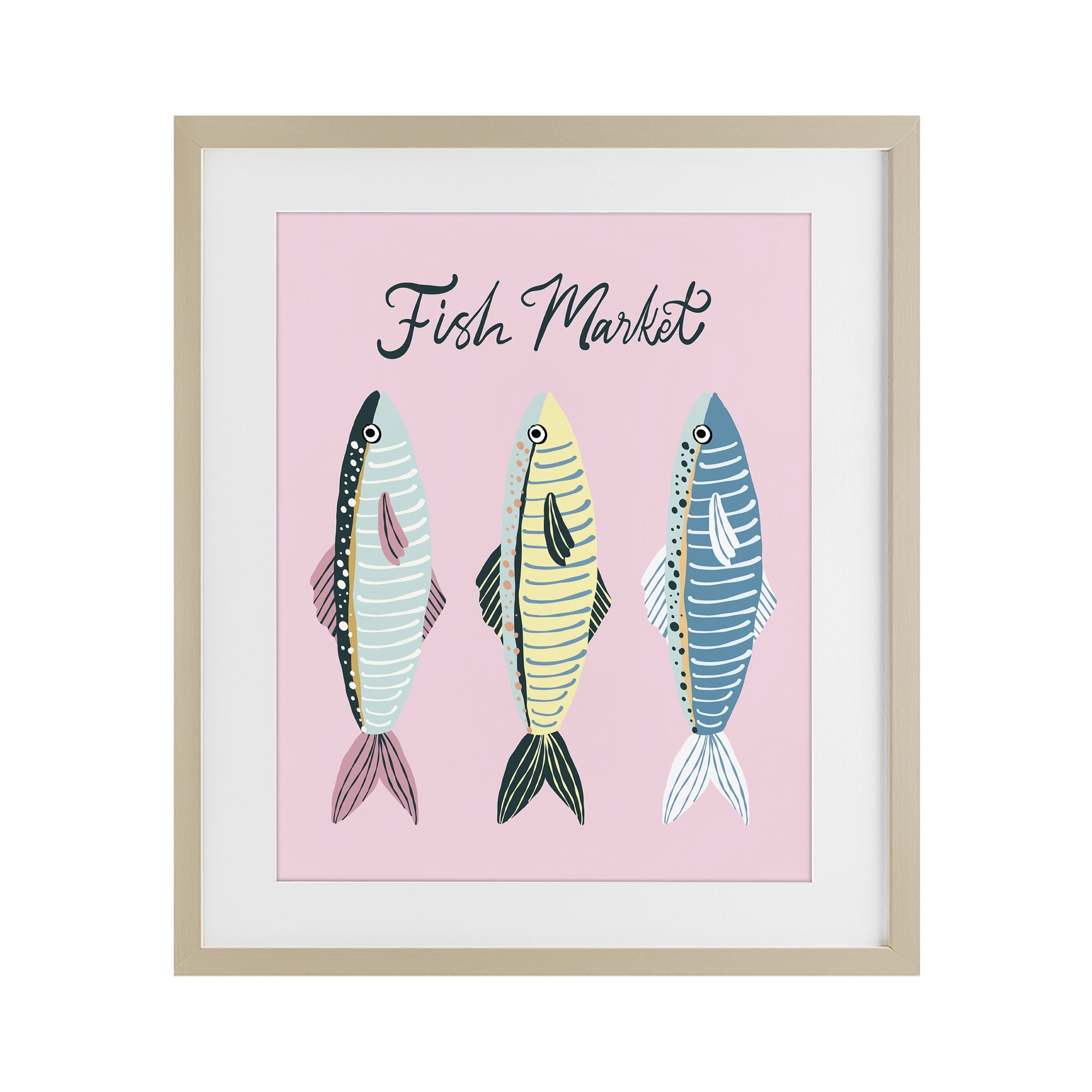Stupell Industries Quirky Coastal Fish Market Birch Framed Print Under Glass, design by Hey Bre! Creative Studio