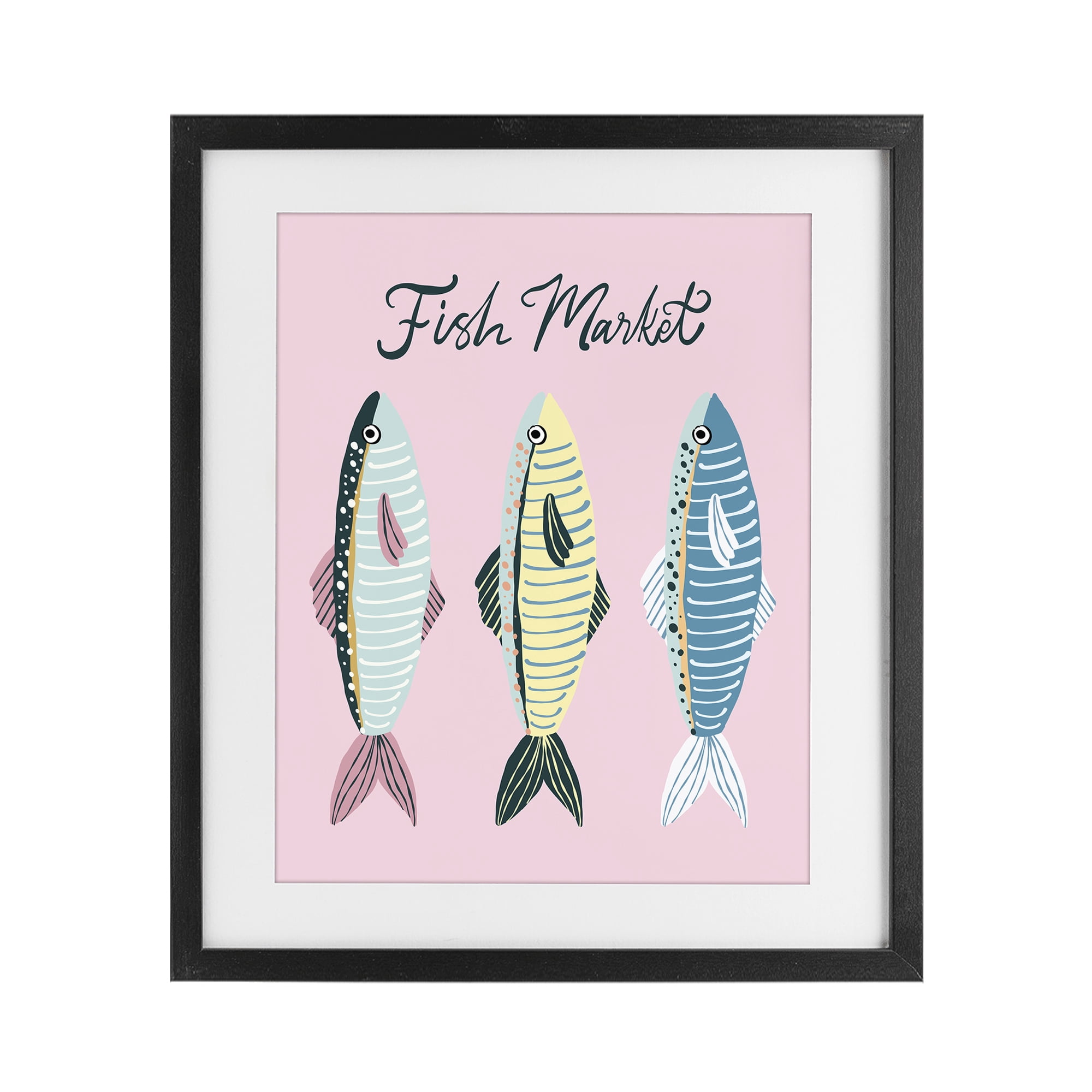 Stupell Industries Quirky Coastal Fish Market Black Framed Print Under Glass, design by Hey Bre! Creative Studio