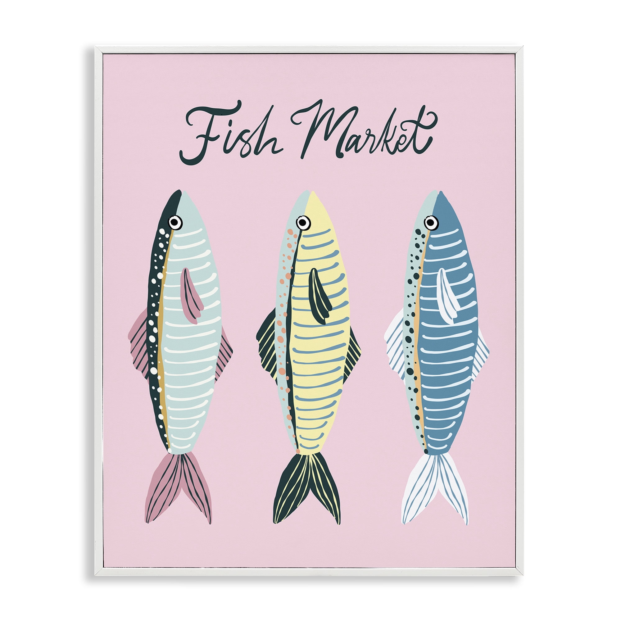 Stupell Industries Quirky Coastal Fish Market White Framed Giclee Art, design by Hey Bre! Creative Studio
