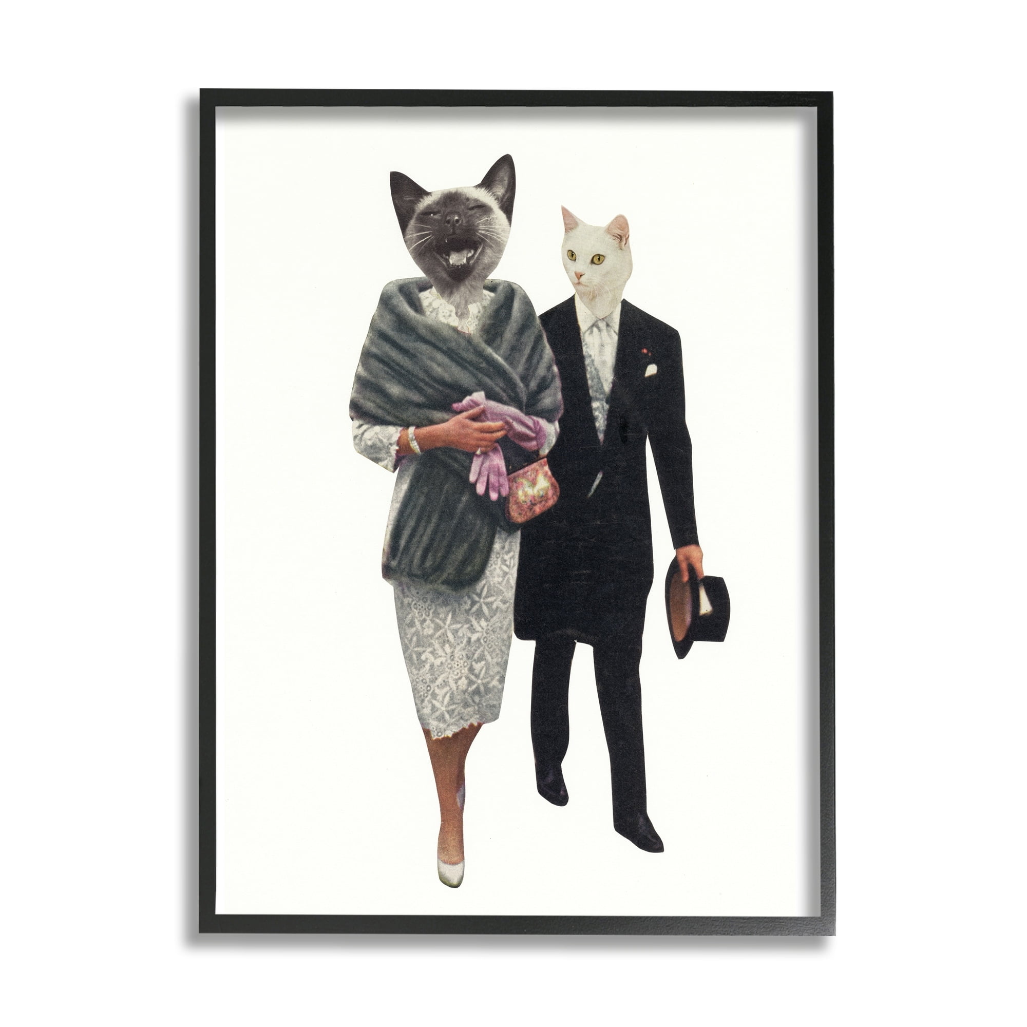 Stupell Industries Quirky Fashionable Couture Cats Glam Dress Suit Framed Wall Art, 16 x 20, Design by Cassia Beck