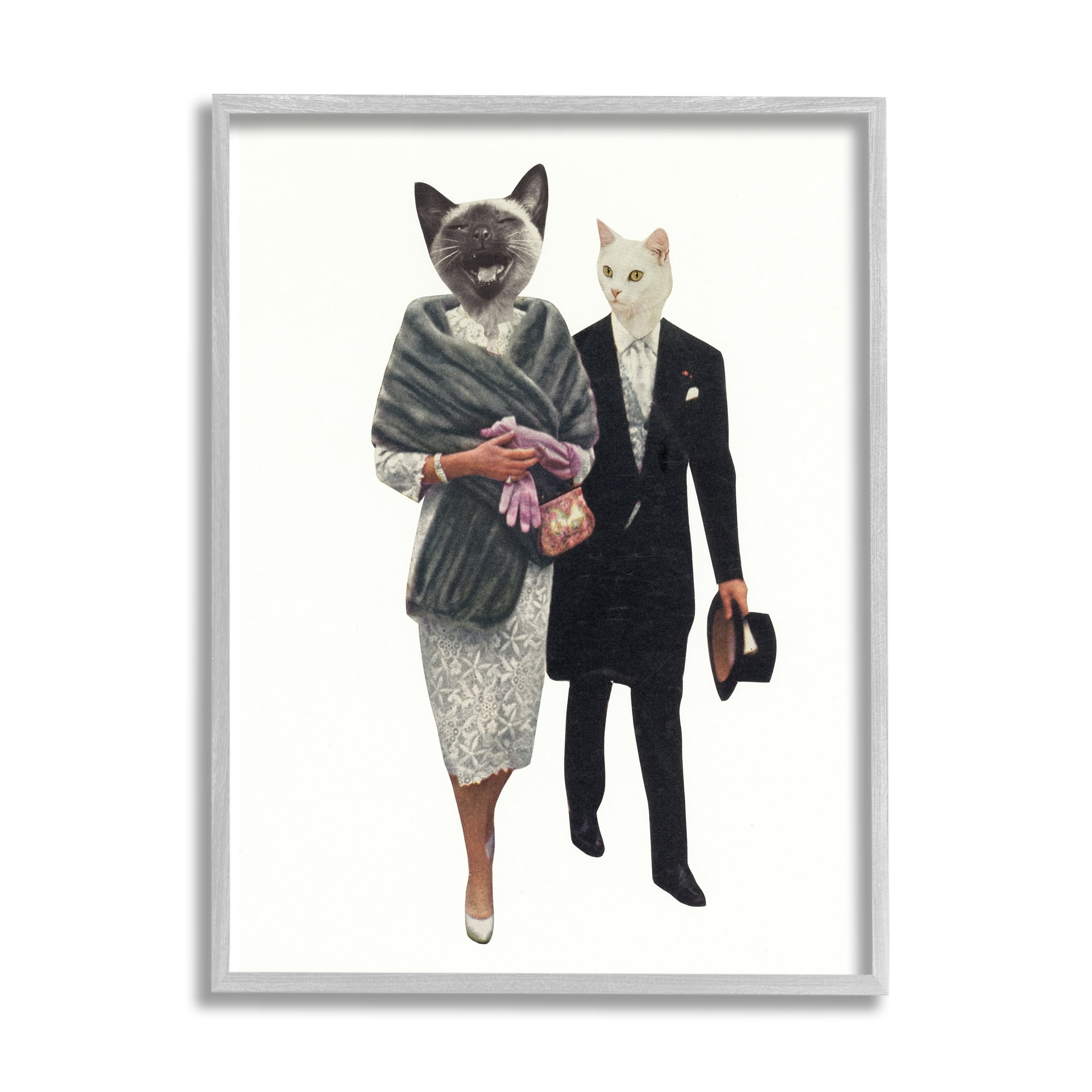 Stupell Industries Quirky Fashionable Couture Cats Glam Dress Suit Framed Wall Art, 24 x 30, Design by Cassia Beck