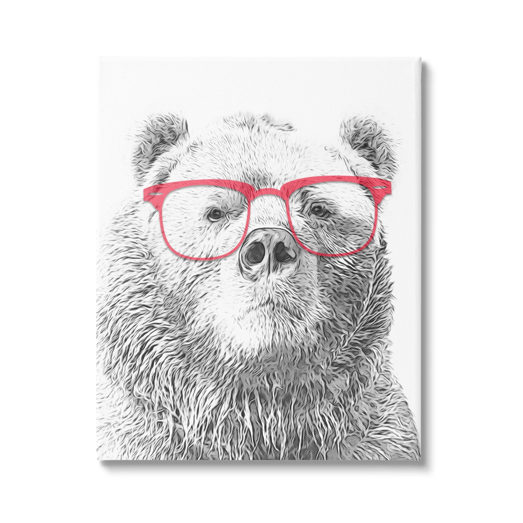 Stupell Industries Quirky Monochrome Bear Red Glasses Design , 16 x 20, Design by Annalisa Latella