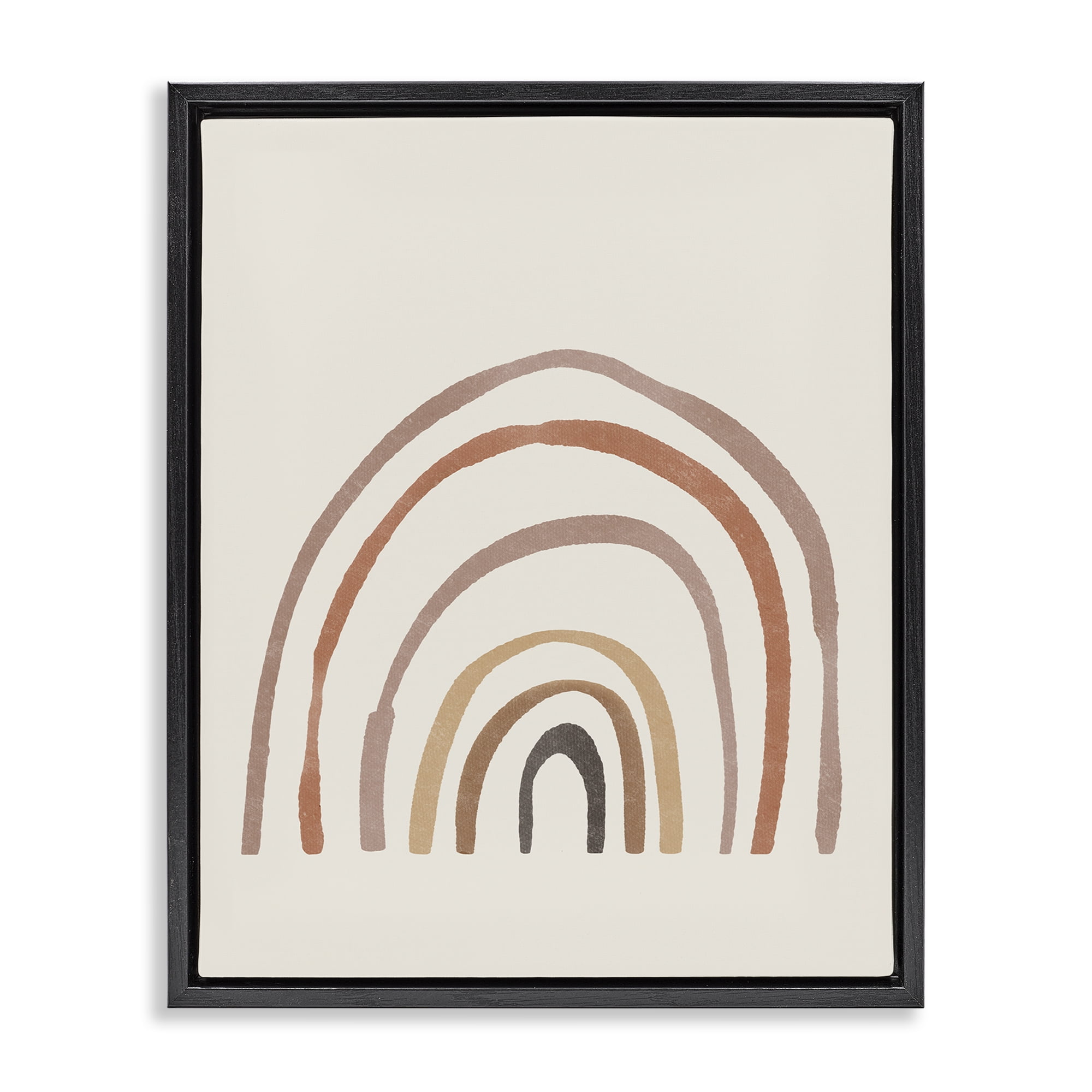 Stupell Industries Quirky Neutral Rainbow Abstract Painting Black Floater Framed Canvas Art Print Wall Art, 17 x 21