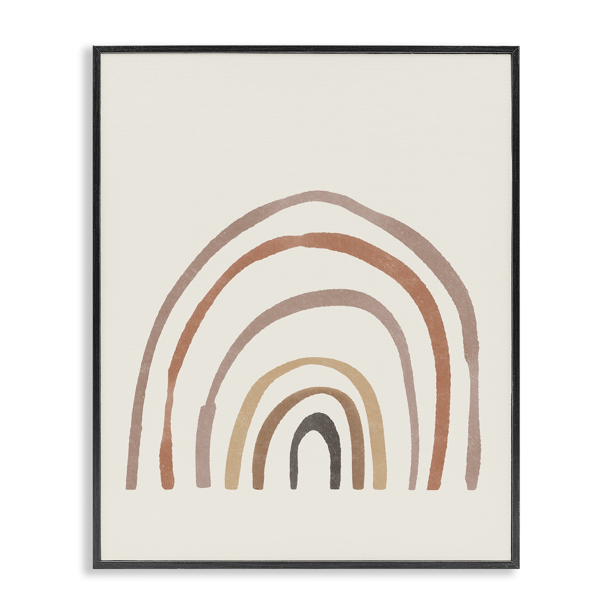 Stupell Industries Quirky Neutral Rainbow Abstract Painting Black Framed Art Print Wall Art, 24 x 30