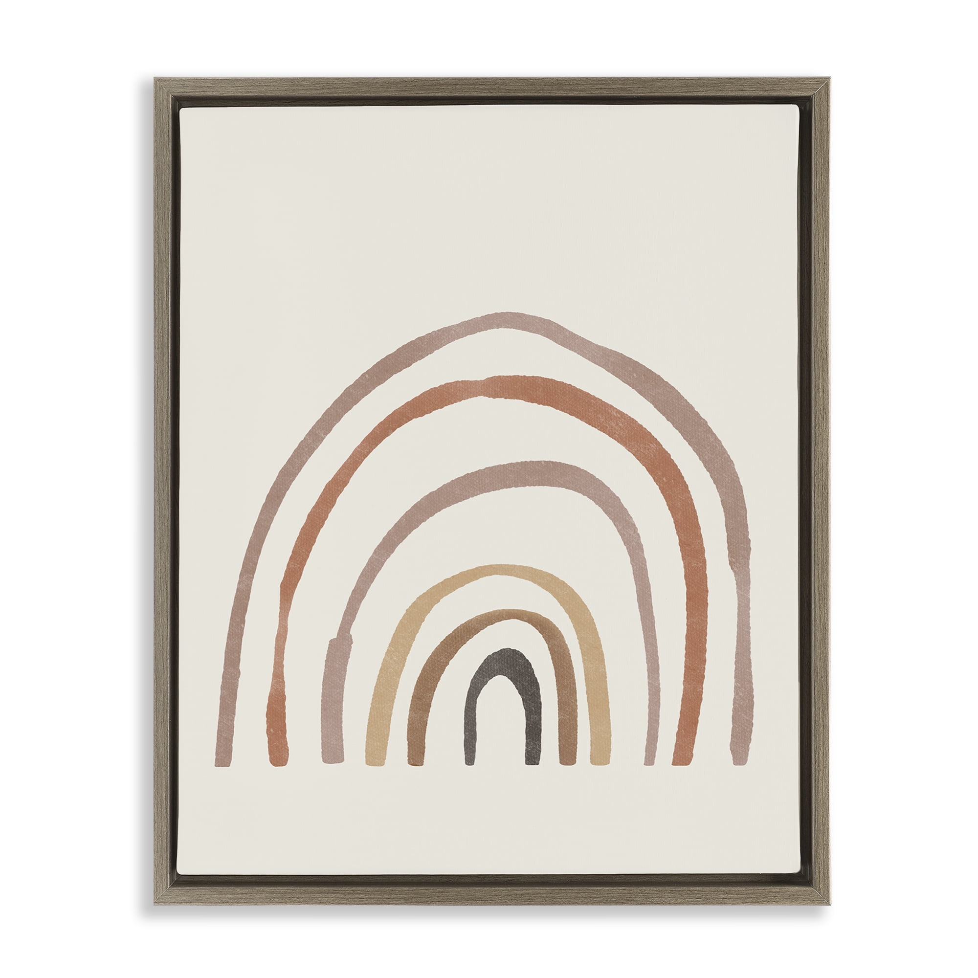 Stupell Industries Quirky Neutral Rainbow Abstract Painting Brown Floater Framed Canvas Art Print Wall Art, 17 x 21