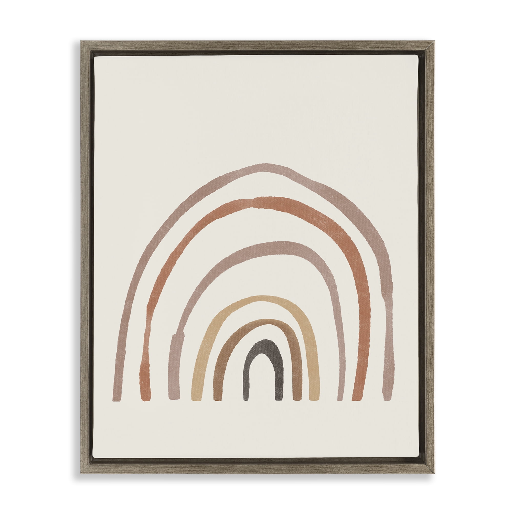 Stupell Industries Quirky Neutral Rainbow Abstract Painting Brown Floater Framed Canvas Art Print Wall Art, 25 x 31