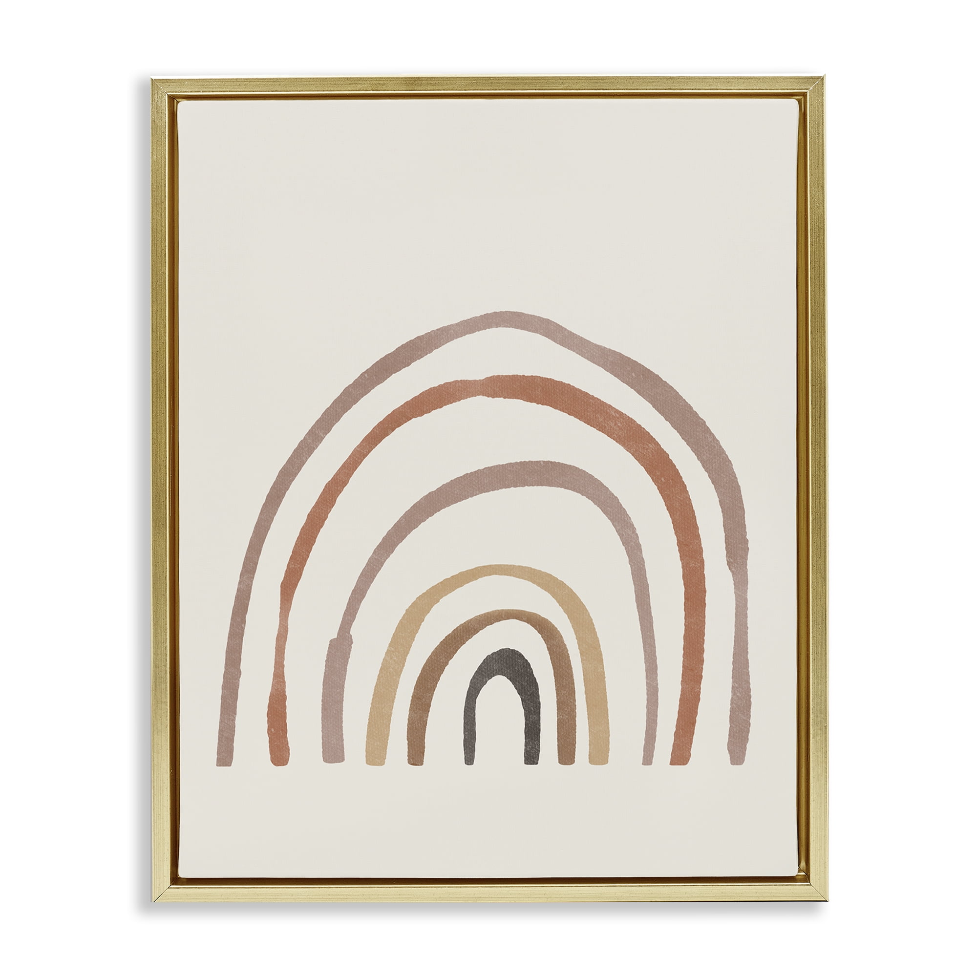 Stupell Industries Quirky Neutral Rainbow Abstract Painting Gold Floater Framed Canvas Art Print Wall Art, 25 x 31