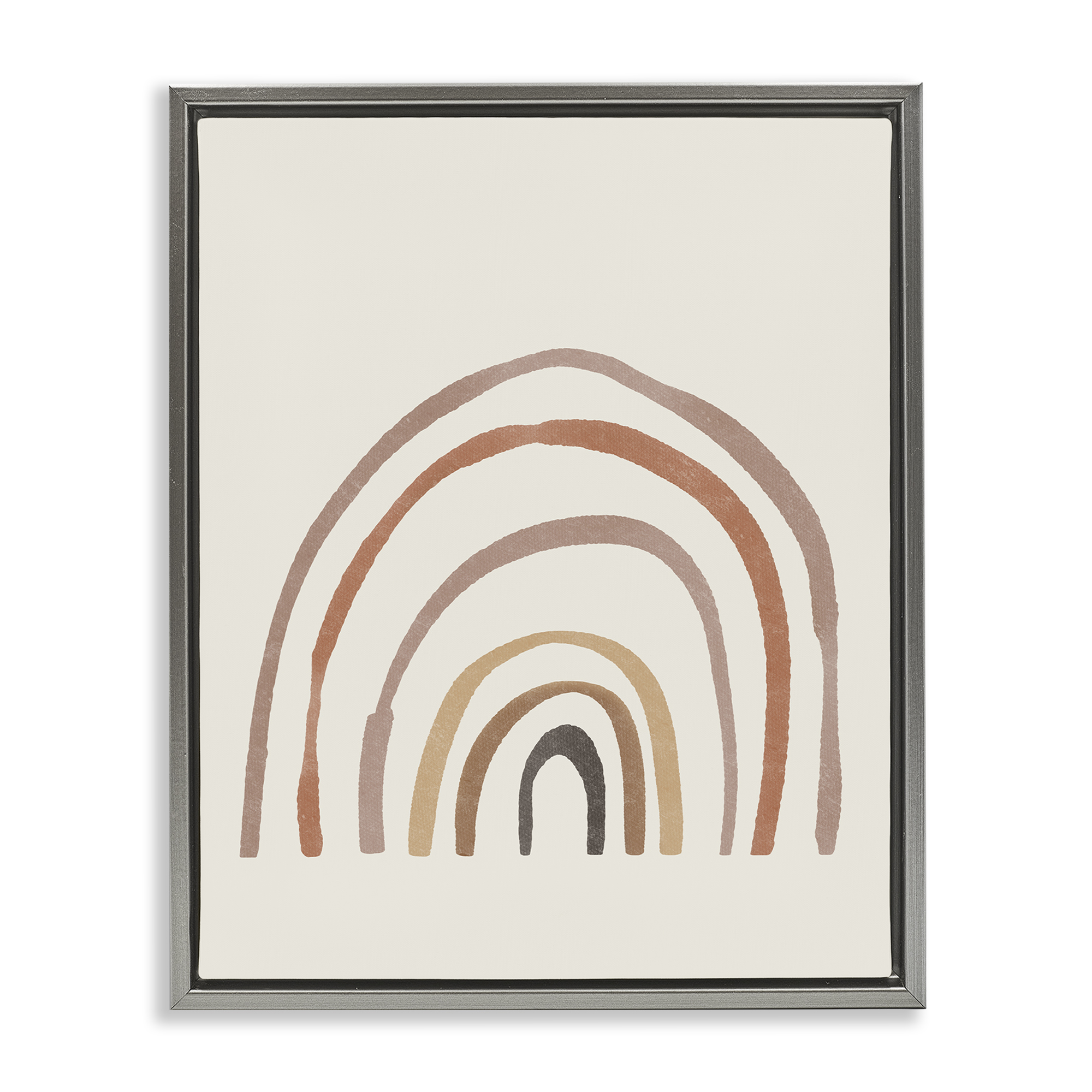 Stupell Industries Quirky Neutral Rainbow Abstract Painting Gray Floater Framed Canvas Art Print Wall Art, 17 x 21
