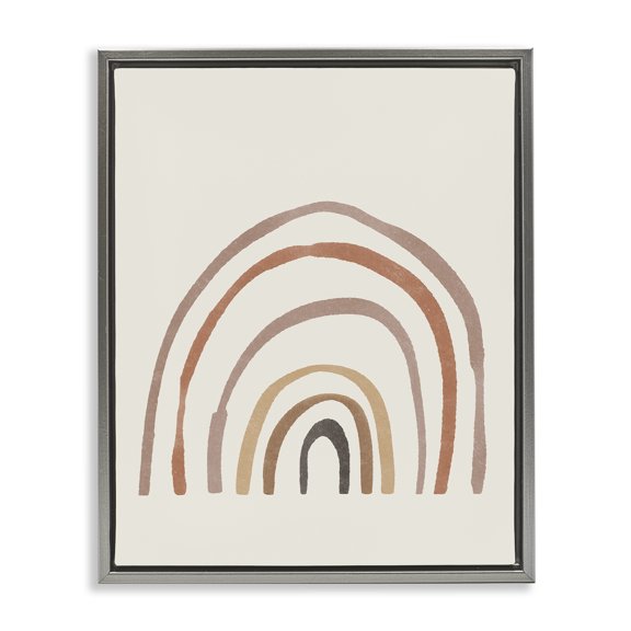 Stupell Industries Quirky Neutral Rainbow Abstract Painting Gray Floater Framed Canvas Art Print Wall Art, 17 x 21