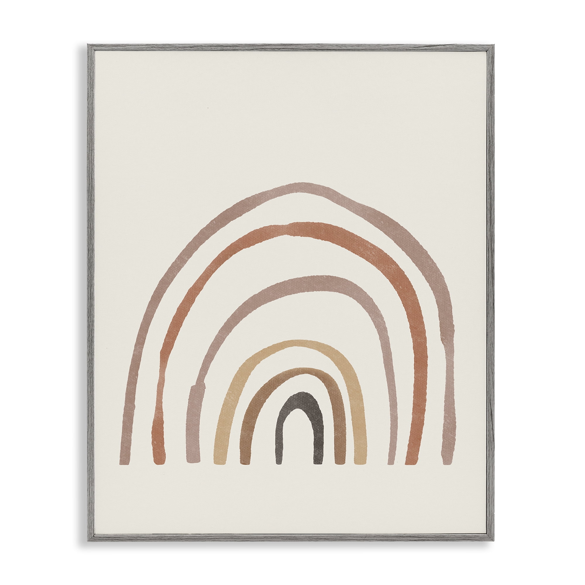 Stupell Industries Quirky Neutral Rainbow Abstract Painting Gray Framed Art Print Wall Art, 11 x 14