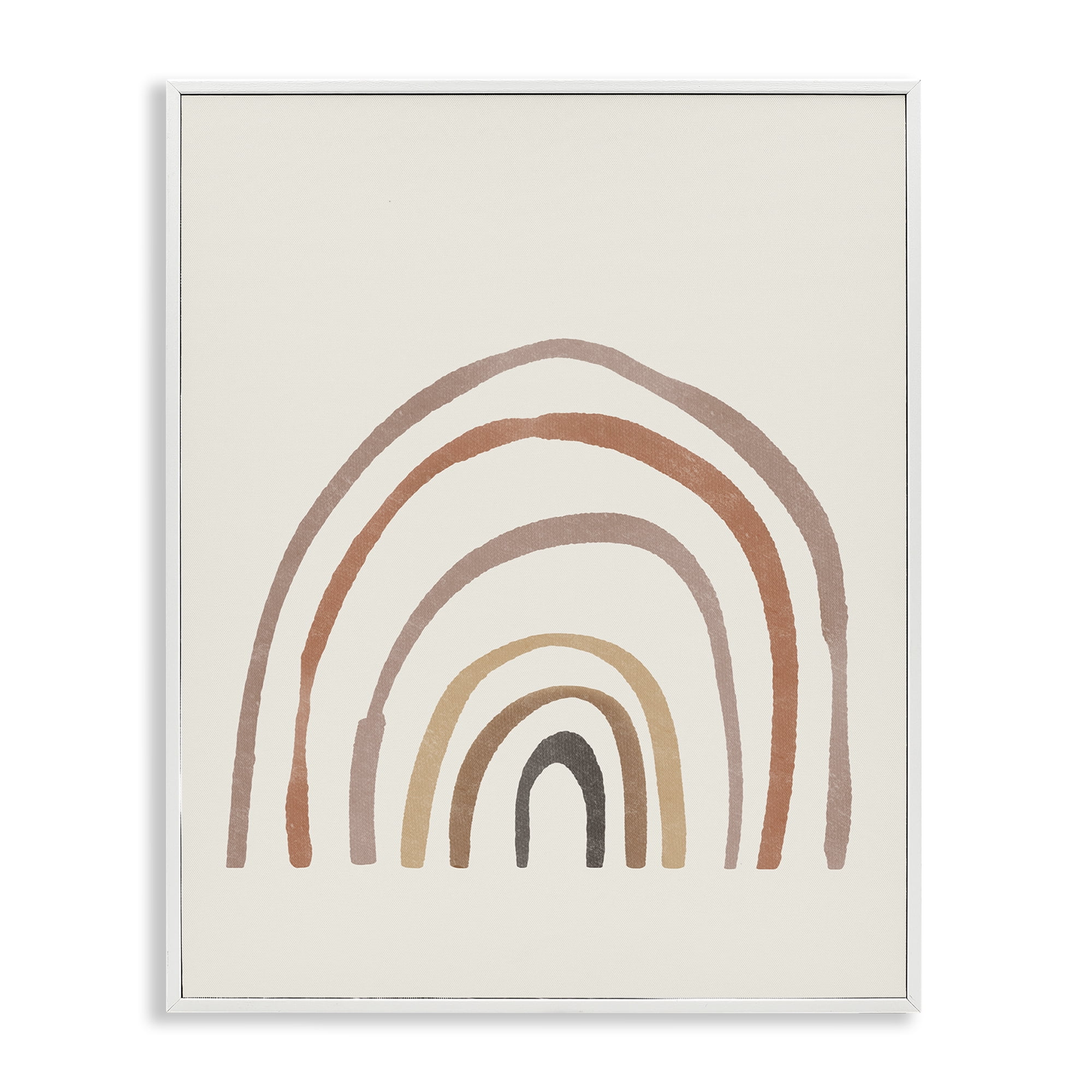 Stupell Industries Quirky Neutral Rainbow Abstract Painting White Framed Art Print Wall Art, 24 x 30
