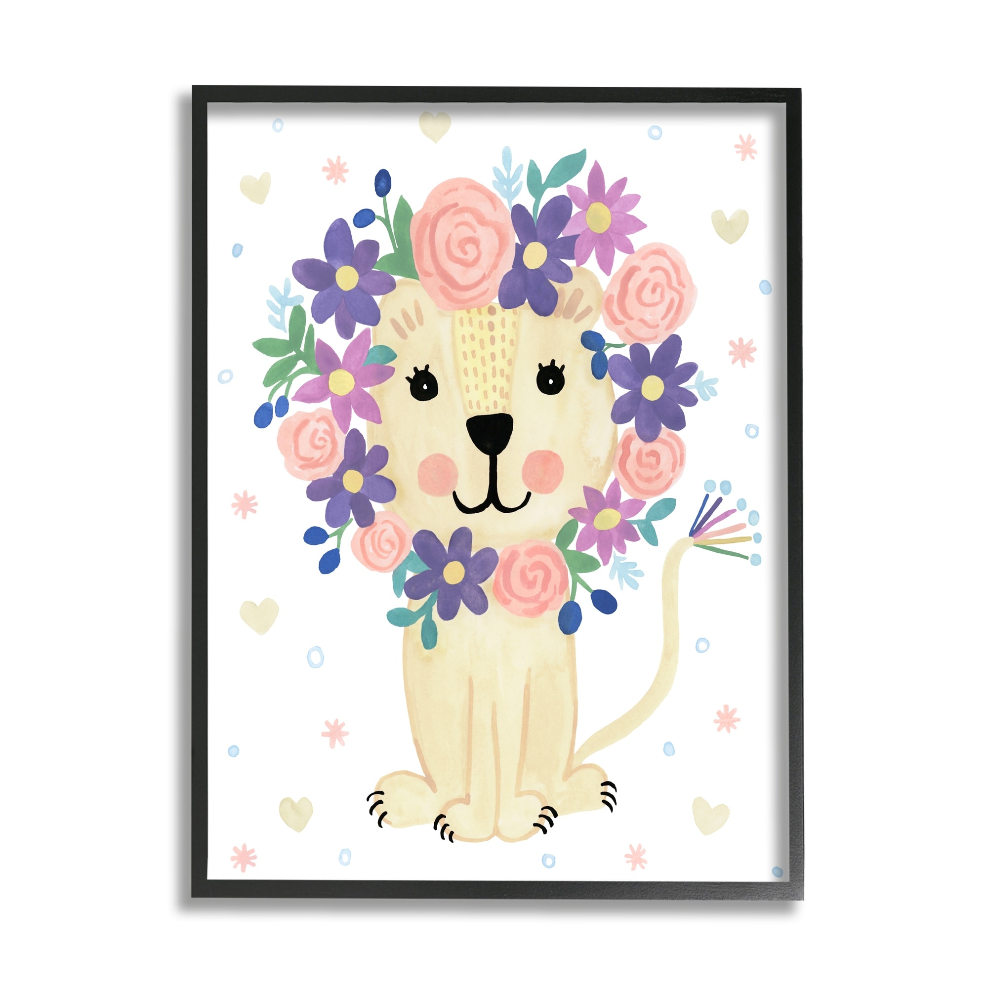 Stupell Industries Quirky Pink Purple Floral Lion Mane Heart Pattern , 11 x 14, Design by Heather Strianese