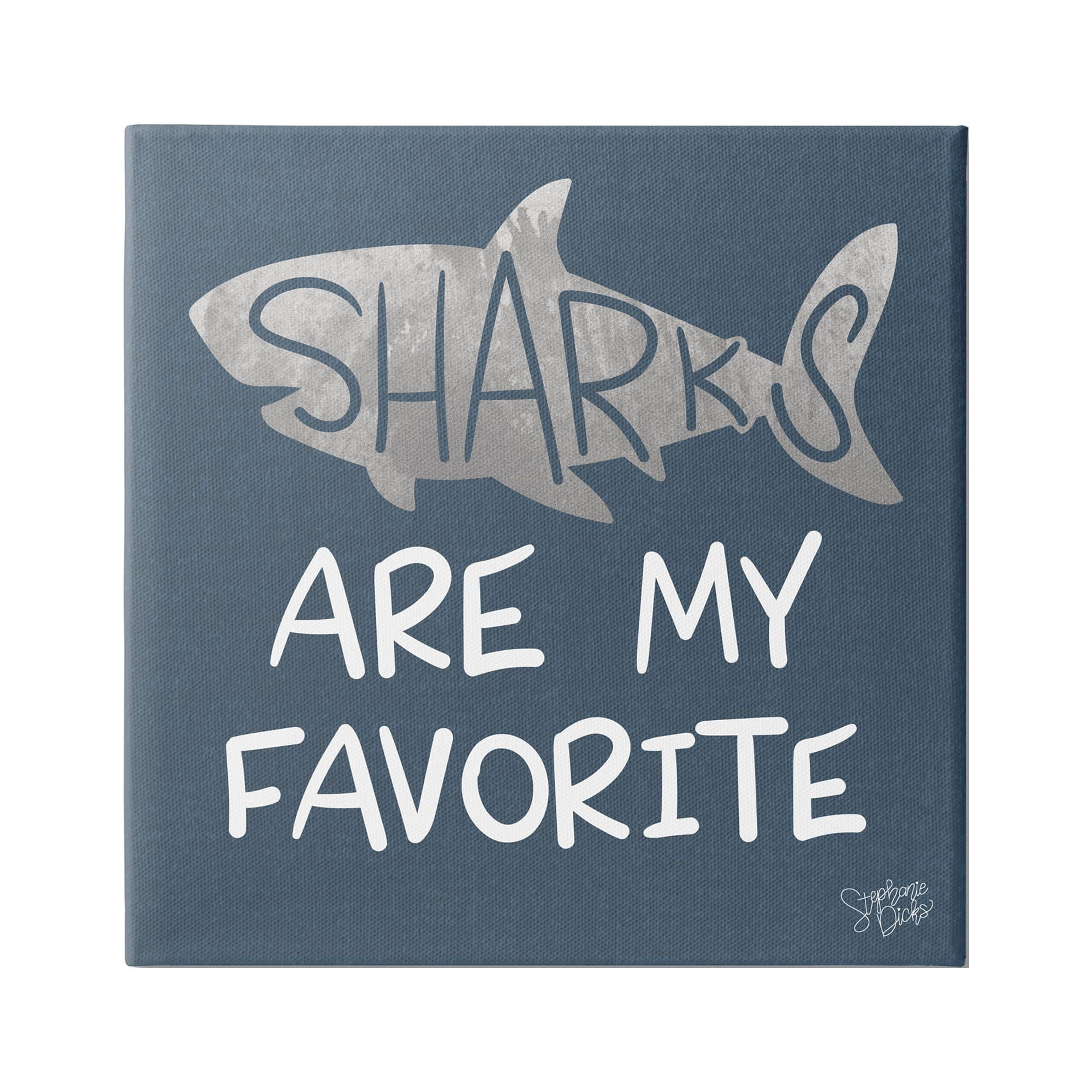 Stupell Industries Quirky Sharks Saying Text Maritime Blue Background Graphic Art Gallery-Wrapped Canvas Print Wall Art, 36x36, by Stehanie Dicks