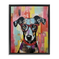 Stupell Industries Quirky Spectacle Dog Animals Painting Black Floater Framed Canvas Art Print Wall Art, 17 x 21
