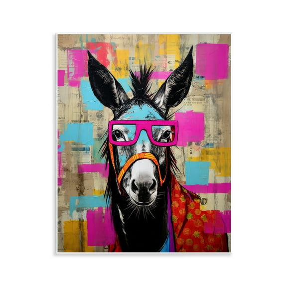 Stupell Industries Quirky Spectacle Donkey Animals Painting Unframed Art Print Wall Art, 11 x 14