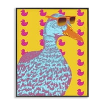 Stupell Industries Quirky Vibrant Goose Animals Painting Black Framed Art Print Wall Art, 11 x 14