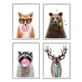thumbnail image 1 of Stupell Industries Quirky Woodland Animal Portraits Graphic Art White Framed Art Print Wall Art, Set of 4, Design by Elizabeth Tyndall, 1 of 8