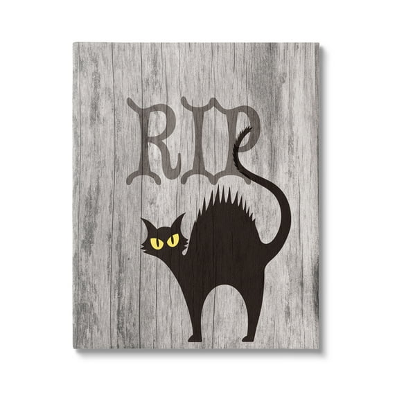 Stupell Industries RIP Halloween Cat Holiday Painting Gallery Wrapped Canvas Art Print Wall Art, 36 x 48