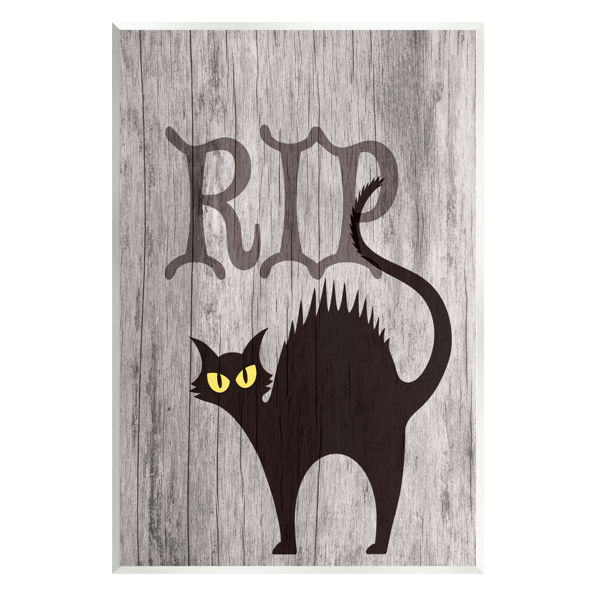 Stupell Industries RIP Halloween Cat Holiday Painting Unframed Art Print Wall Art, 13 x 19