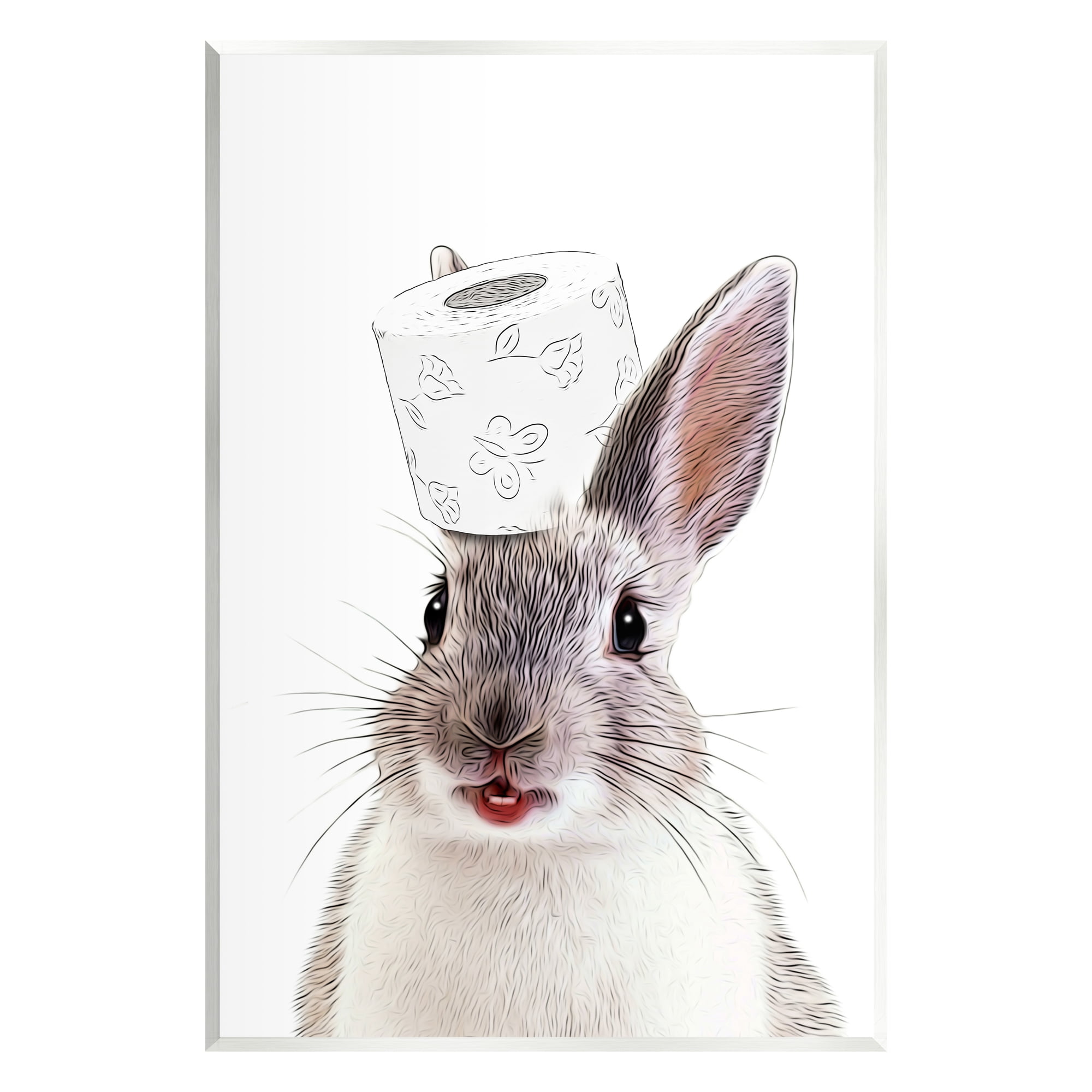 Stupell Industries Rabbit Balancing Toilet Paper Animals & Insects Painting Unframed Art Print Wall Art