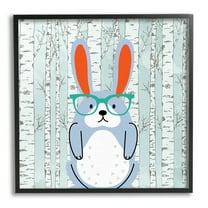 Stupell Industries Rabbit & Birch Trees Animals & Insects Painting Black Framed Art Print Wall Art, 12 x 12
