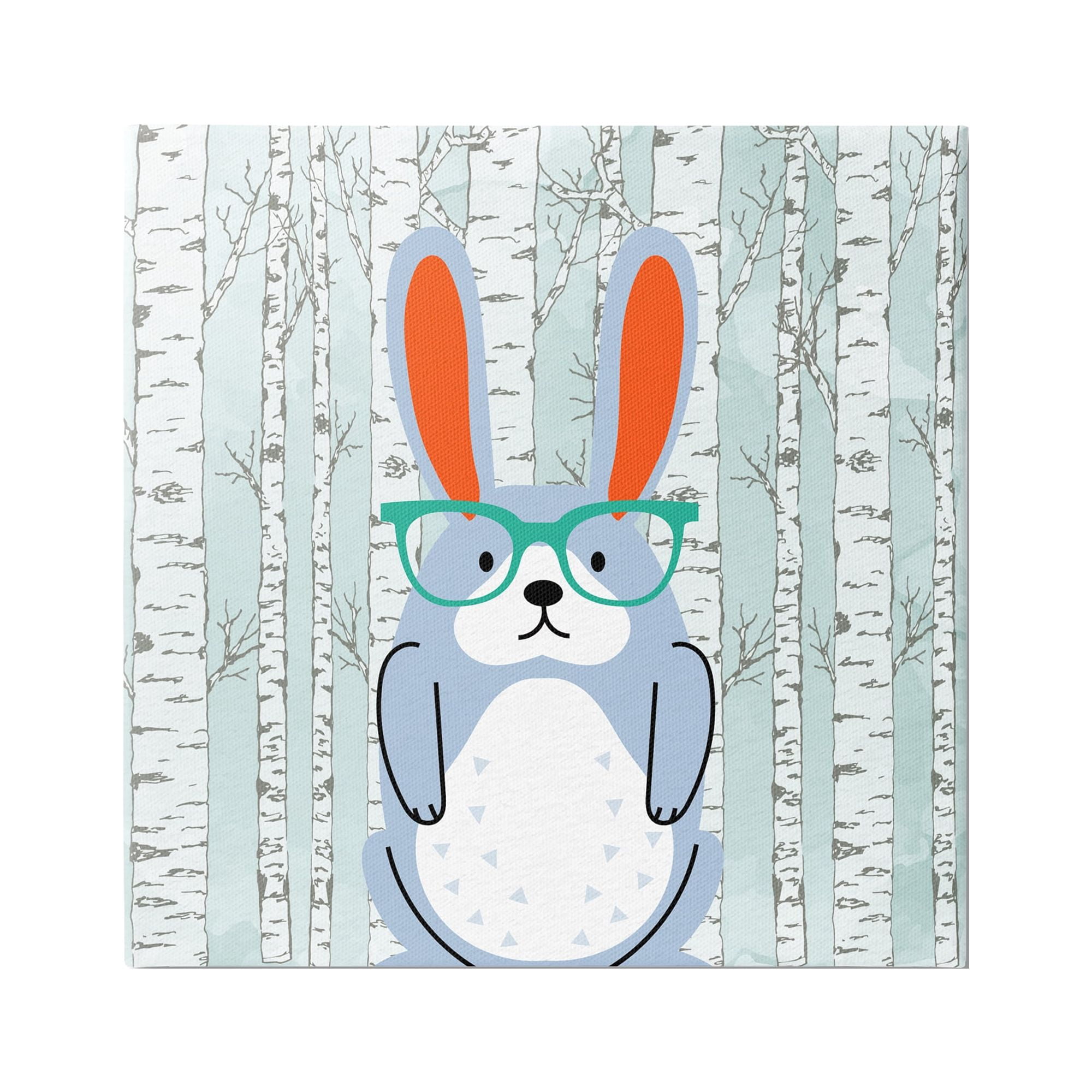 Stupell Industries Rabbit & Birch Trees Animals & Insects Painting Gallery Wrapped Canvas Art Print Wall Art, 17 x 17