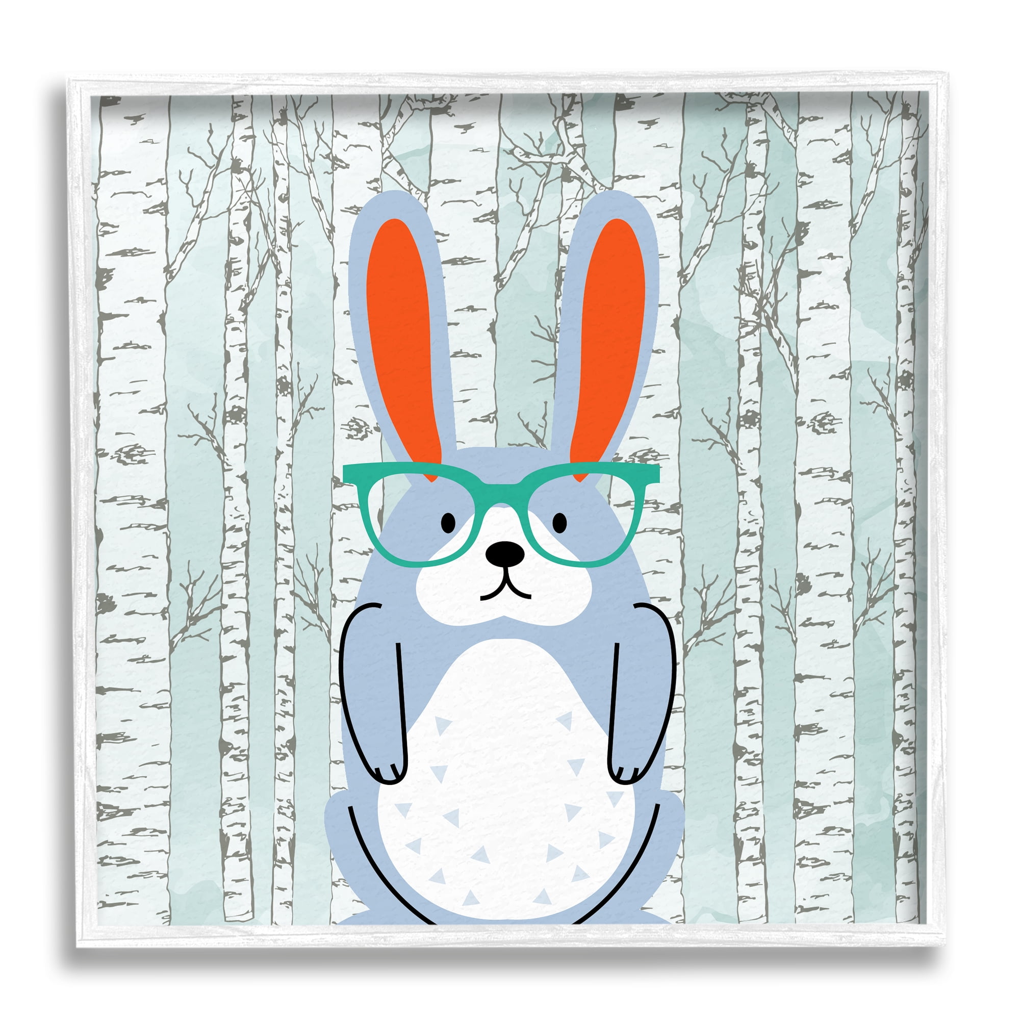 Stupell Industries Rabbit & Birch Trees Animals & Insects Painting White Framed Art Print Wall Art, 17 x 17