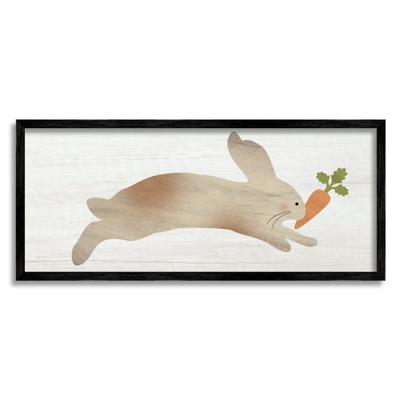 Stupell Industries Rabbit & Carrot Grain Pattern Animals & Insects Painting Black Framed Art Print Wall Art