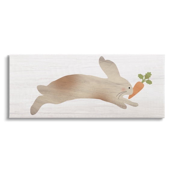 Stupell Industries Rabbit & Carrot Grain Pattern Animals & Insects Painting Gallery Wrapped Canvas Print Wall Art