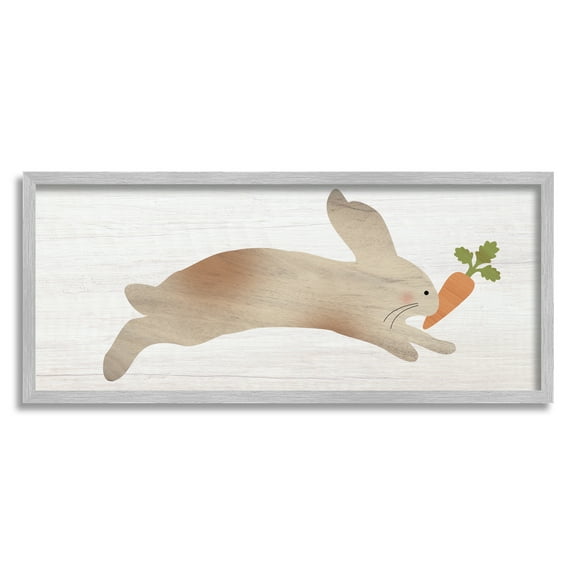 Stupell Industries Rabbit & Carrot Grain Pattern Animals & Insects Painting Gray Framed Art Print Wall Art