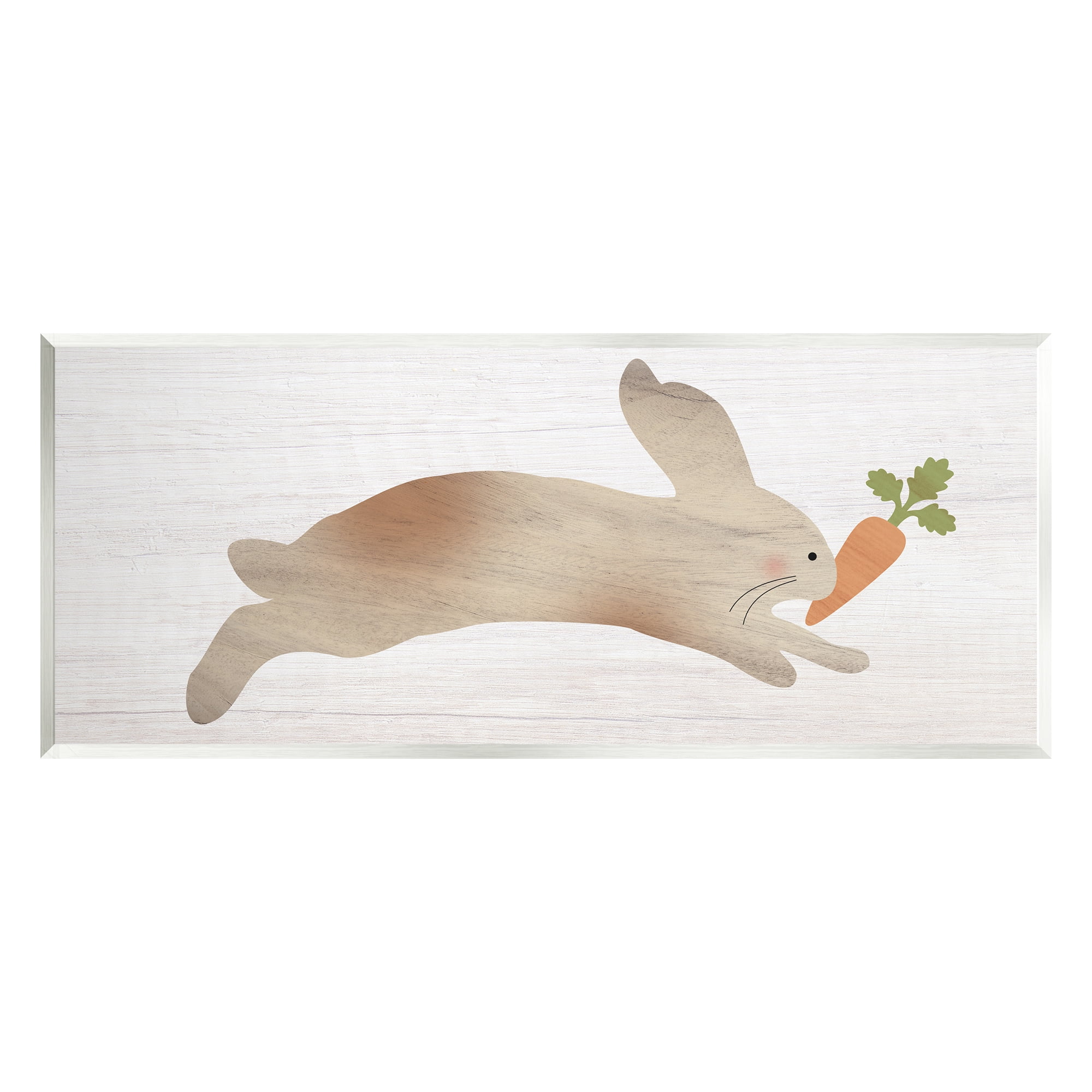 Stupell Industries Rabbit & Carrot Grain Pattern Animals & Insects Painting Unframed Art Print Wall Art