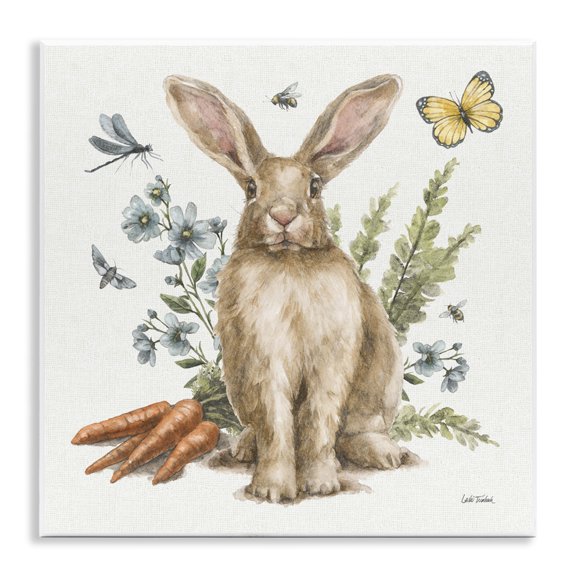 Stupell Industries Rabbit & Garden Patch Animals & Insects Painting Unframed Art Print Wall Art, 12 x 12