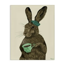 Stupell Industries Rabbit & Green Teacup Animals & Insects Painting Gallery Wrapped Canvas Art Print Wall Art, 16 x 20