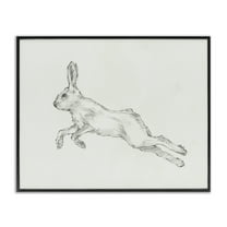 Stupell Industries Rabbit Hopping Sketch Animals & Insects Drawing Black Framed Art Print Wall Art, 14 x 11