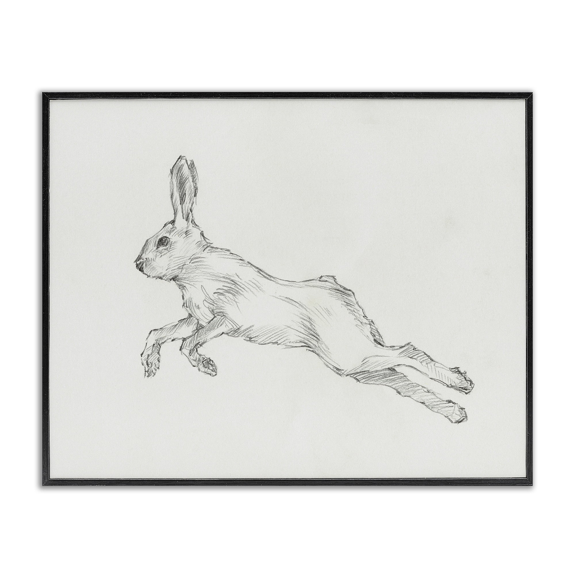Stupell Industries Rabbit Hopping Sketch Animals & Insects Drawing Black Framed Art Print Wall Art, 30 x 24