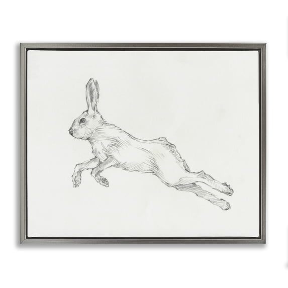 Stupell Industries Transitional Rabbit Hopping Sketch Gray Floating Frame Canvas Art, 21 x 17, by Ethan Harper