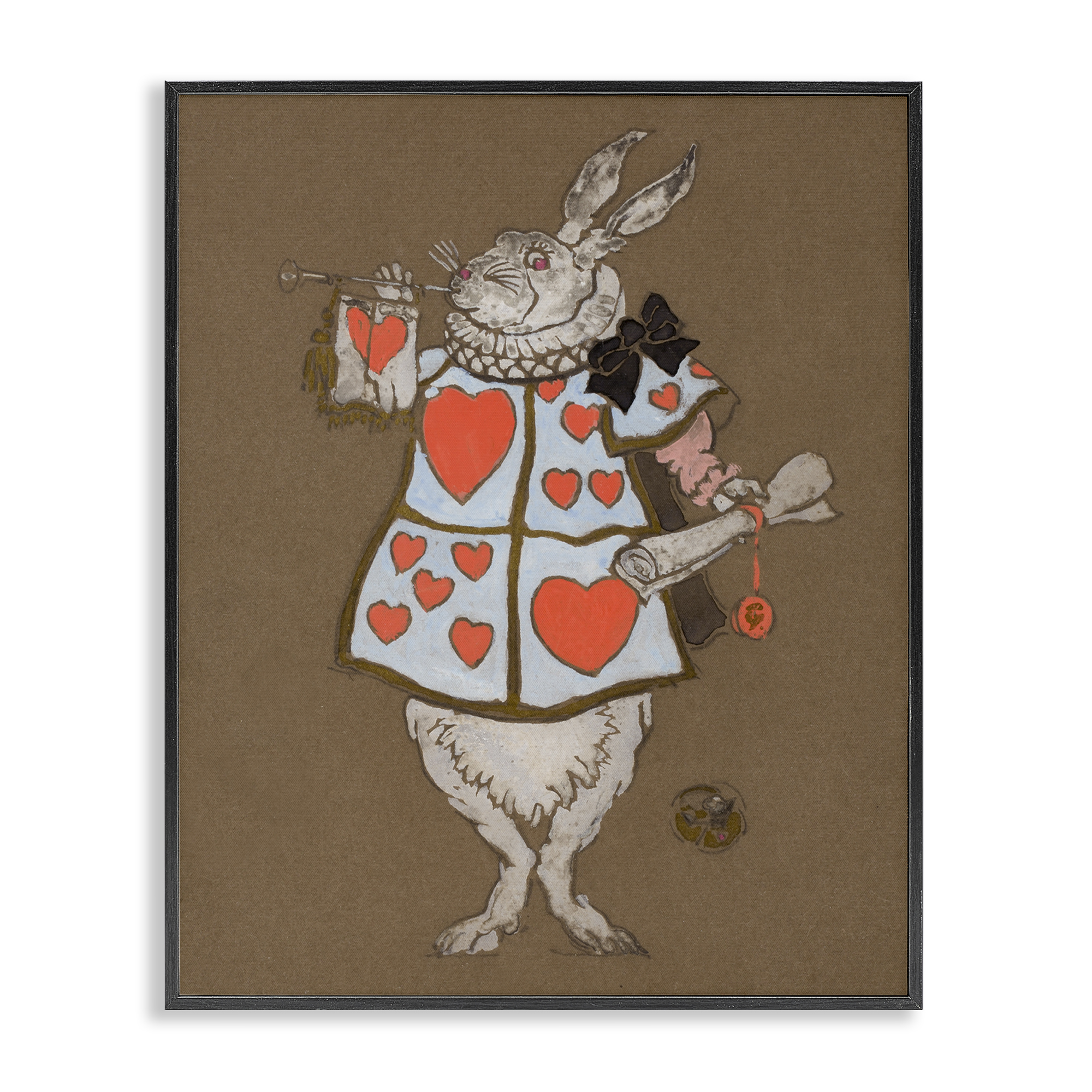 Stupell Industries Rabbit Playing Card Hearts Entertainment Painting Black Framed Art Print Wall Art, 11 x 14