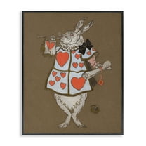 Stupell Industries Rabbit Playing Card Hearts Entertainment Painting Black Framed Art Print Wall Art, 11 x 14