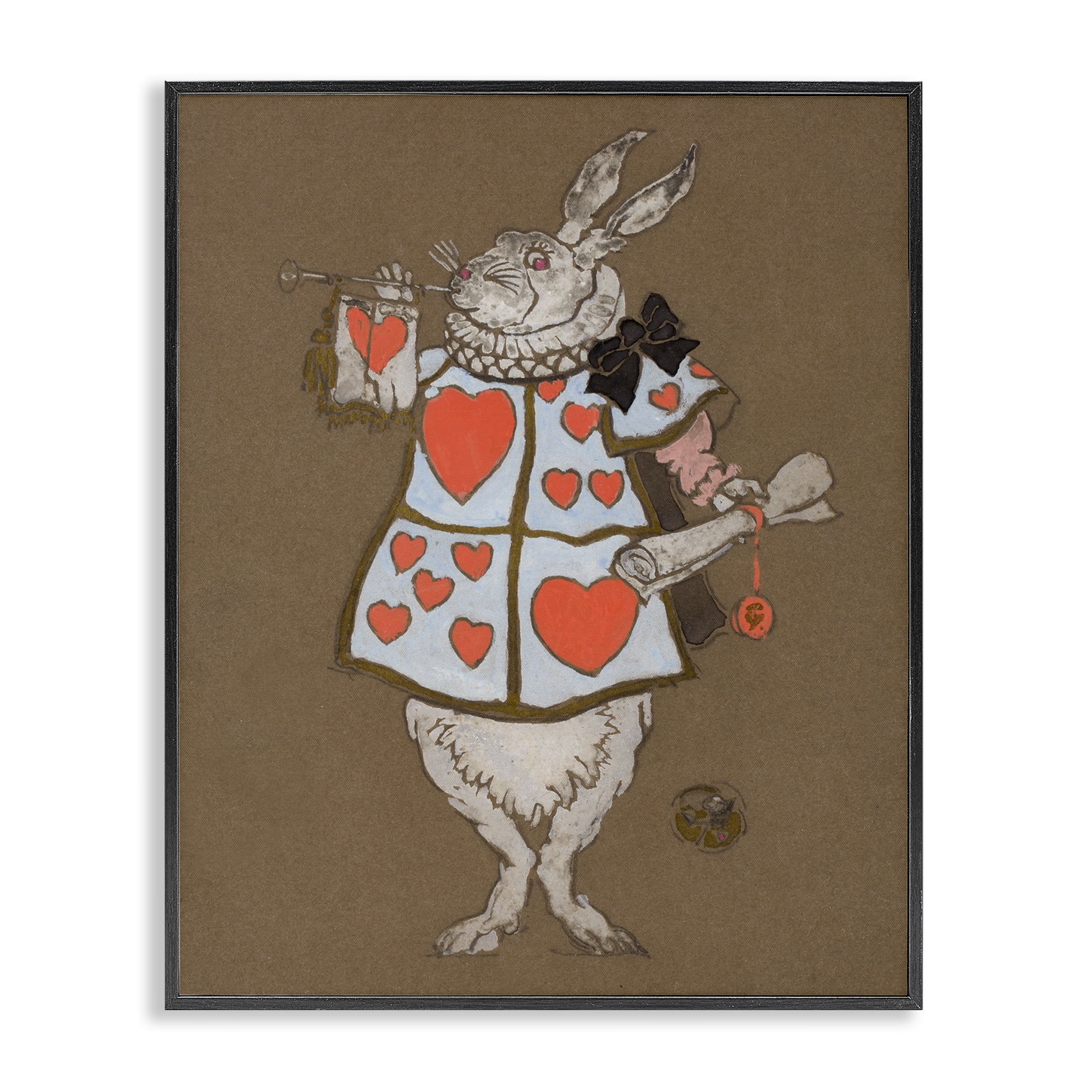 Stupell Industries Rabbit Playing Card Hearts Entertainment Painting Black Framed Art Print Wall Art, 16 x 20